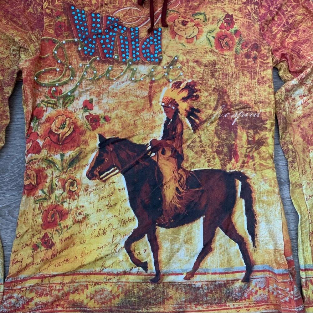 Bit & Bridle Western Wild Spirit Long Sleeve Size M - Picture 2 of 7